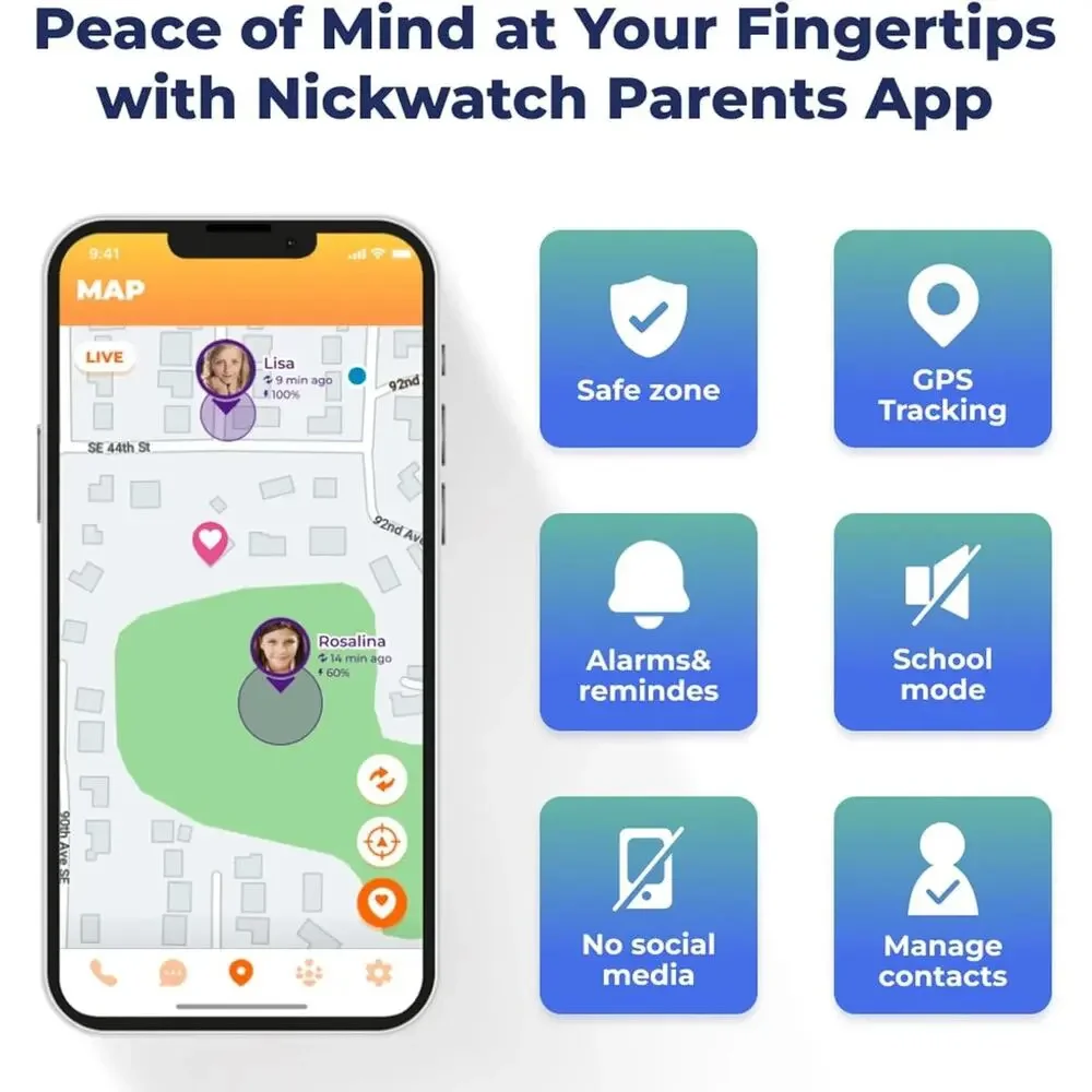 Nick Watch Kids Smart Watch GPS Tracker, Video Calling, SOS, Parental Controls